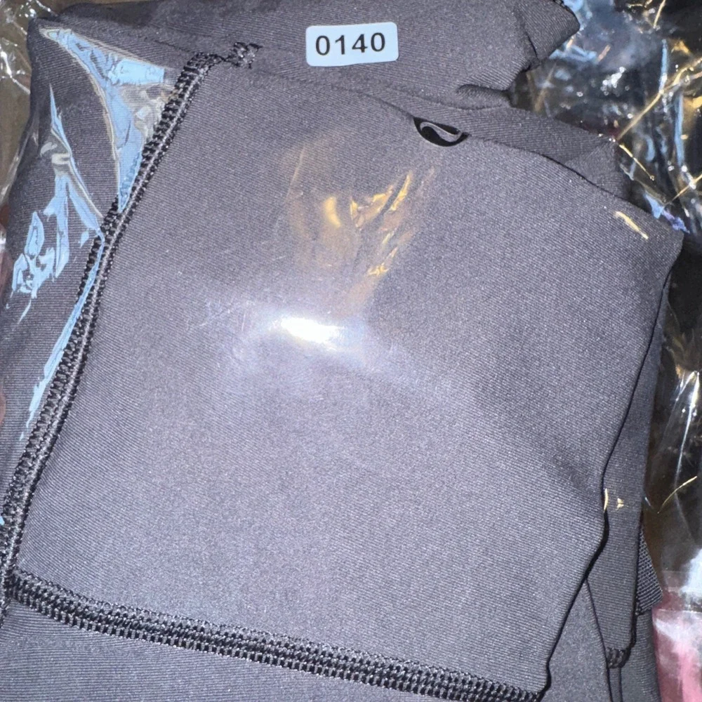 Lululemon Black Mesh Panel High Rise Leggings Size 8 Heathered‎ Grey Trim Yoga